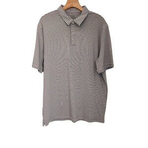 Berkley & Jensen Polo Shirt Gray Striped Polyester Quick Dry Mens Large NWT NEW